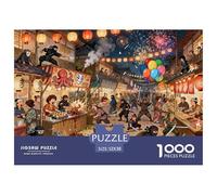 Fiesta Loca del Pueblo Ninja Puzzle De Madera Impermeable DIY Puzzles De 1000 Piezas para Adultos Imposible Rompecabezas para Decoración del Hogar