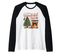 Fiesta navideña del árbol de Navidad It's The Most Wonderful Time Camiseta Manga Raglan
