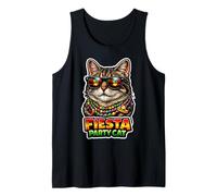 Fiesta Party Cat Cool Gafas De Sol Divertido Gato Meme Camiseta sin Mangas