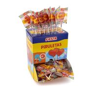FIESTA Piruletas Caramelo con Palo en Forma de Corazón Sabor Cereza - Caja de 80 unidades