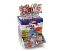 FIESTA Piruletas Zero Caramelo con Palo en Forma de Corazón Sabor Cereza - Sin Azúcar - Caja de 70 unidades