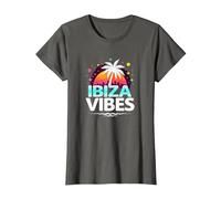 Fiesta Retro Ibiza Vibes Tropical Paradise Camiseta, Mujer, Asfalto, L