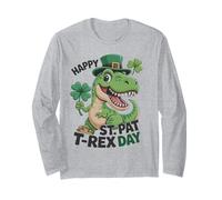 Fiesta San Patricio Pat T-Rex Day Kids Clover Irish Manga Larga