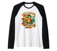 Fiesta Saurus Rex Beach Dino Vacaciones Humor Camiseta Manga Raglan