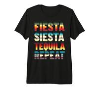Fiesta Siesta Tequila Repeat Serape Patrón Camiseta Premium