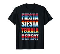 Fiesta Siesta Tequila Repetir Serape Fiesta Mexicana Camiseta