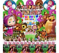 Fiesta Tema Masha, Masha Cumpleaños Kit, Ma Sha Cumpleaños Globos, Oso Platos y Servilletas, Fondo Oso, Kit Party Ma Sha Com Pleanno, M asha Decoraciones Pastel, Servilletas M asha Com Pleanno