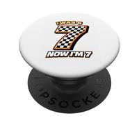 Fiesta temática de Autos de Carreras de Was 6 Now 7 Birthday Race PopSockets PopGrip Adhesivo