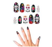 Fiestas (10 piezas) uñas Catrina con pegamento (10 piezas)