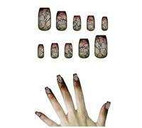 FIESTAS GUIRCA | 12 Uñas Largas Zombie con Adhesivo - Accesorio de Disfraz para Halloween y Fiestas de Brujas - Ideal para Mujer - Uñas Postizas para Disfraces de Terror y Gótico - Gris