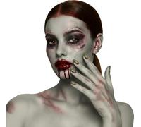 FIESTAS GUIRCA | 12 Uñas Largas Zombie con Adhesivo - Accesorio de Disfraz para Halloween y Fiestas de Brujas - Ideal para Mujer - Uñas Postizas para Disfraces de Terror y Gótico - Gris