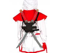 FIESTAS GUIRCA | 2 Espadas Samurai de Juguete - Accesorio de Disfraz para Ninjas - Ideal para Fiestas, Halloween y Carnaval - Armas de Mentira para la Espalda - Gris y Rojo