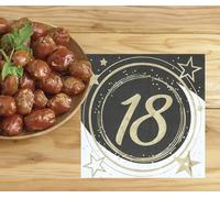 FIESTAS GUIRCA | 20 Servilletas de 18 Años Desechables (16x16 cm) - Decoración de Mesa para Fiestas de Graduación y Celebraciones - Ideal para Eventos y Fiestas - Negro, Oro, Blanco
