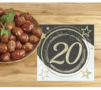 FIESTAS GUIRCA | 20 Servilletas de 20 Años Desechables (16x16 cm) - Decoración de Mesa para Fiestas y Celebraciones - Ideal para Eventos y Fiestas - Negro, Oro, Blanco