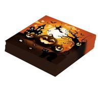 FIESTAS GUIRCA | 20 Servilletas de Calabaza Desechables (16x16 cm) - Decoración de Mesa para Fiestas de Halloween Terroríficas - Ideal para Eventos de Miedo - Naranja, Negro