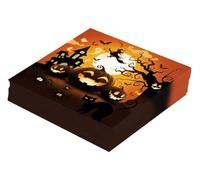 FIESTAS GUIRCA | 20 Servilletas de Calabaza Desechables (16x16 cm) - Decoración de Mesa para Fiestas de Halloween Terroríficas - Ideal para Eventos de Miedo - Naranja, Negro