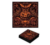 FIESTAS GUIRCA | 20 Servilletas de Calabaza Gótica Desechables (16x16 cm) - Decoración de Mesa para Fiestas de Halloween Terroríficas - Ideal para Eventos de Terror - Naranja, Negro