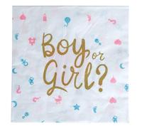 FIESTAS GUIRCA | 20 Servilletas de 'It's a Boy or It's a Girl' Desechables (16x16 cm) - Decoración de Mesa para Fiestas de Bebés y Gender Reveal - Ideal para Baby Shower - Blanco