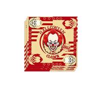 FIESTAS GUIRCA 20 servilletas de Papel de Payaso Asesino para decoración de Halloween 33X33 cm