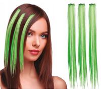 FIESTAS GUIRCA | 3 Mechones de Pelo Verde (50cm) - Extensiones para Disfraz de Fiesta y Celebraciones - Accesorio de Peluca para Halloween, Carnaval y Eventos - Adulto Unisex - Verde