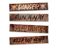 FIESTAS GUIRCA | 4 Carteles Tapiar Ventana (70x13 cm) - Decoración de Pared, Puerta y Ventana para Halloween y Fiestas de Terror - Ideal para Celebraciones y Eventos de Miedo - Multicolor