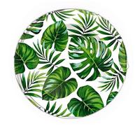 FIESTAS GUIRCA | 6 Platos Desechables de Hojas (23 cm) - Decoración de Mesa para Fiestas de Graduación y Celebraciones Hawaianas - Ideal para Eventos de Verano y Fiestas Temáticas - Blanco y Verde