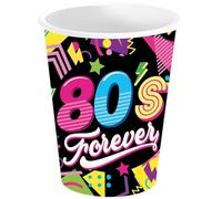 FIESTAS GUIRCA | 6 Vasos Desechables de los 80s (240 ml) (9 cm) - Decoración de Mesa para Fiestas Retro - Ideal para Celebraciones de Verano y Eventos - Multicolor