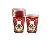 FIESTAS GUIRCA 8 Vasos Payaso Asesino para decoración de Halloween en cartón 20 cl