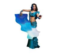 FIESTAS GUIRCA | Abanico Gigante Azul y Blanco (60x140 cm) - Accesorio Decorativo para Fiestas Temáticas de Asia y Celebraciones - Ideal para Mujeres Adultas - Azul y Blanco