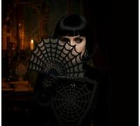 FIESTAS GUIRCA | Abanico Gótico Negro - Accesorio de Disfraz para Halloween y Fiestas de Época - Ideal para Celebraciones del Siglo XIX y Eventos Temáticos - Para Todos los Usuarios - Negro