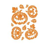 FIESTAS GUIRCA | Adhesivo Glitter Calabaza (30x40 cm) - Decoración de Pared, Puerta y Ventana para Halloween y Fiestas de Esqueletos - Ideal para Celebraciones y Eventos - Naranja