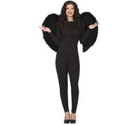 FIESTAS GUIRCA | Alas de Plumas Negro Gótico 80x55 cm - Accesorio para Disfraz de Ángel para Halloween y Fiestas Angeles Oscuros San Valentín - Para Adulto Unisex - Diablesa Gótica - Negro