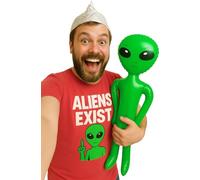 FIESTAS GUIRCA | Alien Hinchable Verde (90 cm) - Decoración para Fiestas de Halloween y Temáticas Espaciales - Accesorio Divertido para Celebraciones y Eventos - Ideal para Todos los Usuarios - Verde