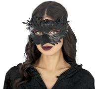 FIESTAS GUIRCA | Antifaz de Plumas con Pico (Talla Única) - Máscara Elegante para Carnaval de Venecia y Halloween - Accesorio de Disfraz para Fiestas y Celebraciones - Unisex - Negro