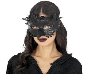 FIESTAS GUIRCA | Antifaz de Plumas con Pico (Talla Única) - Máscara Elegante para Carnaval de Venecia y Halloween - Accesorio de Disfraz para Fiestas y Celebraciones - Unisex - Negro