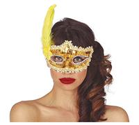 FIESTAS GUIRCA Antifaz Oro con Pluma