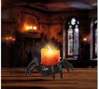 FIESTAS GUIRCA | Araña con Vela (9x6 cm) - Decoración de Halloween con Portavelas - Ideal para Fiestas de Disfraces - Animales e Insectos - Perfecto para Celebraciones Terroríficas - Naranja y Negro