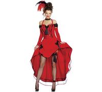 FIESTAS GUIRCA Bailarina de Burlesque Sexy Disfraz para Mujer - Vestido Rojo de Can Can - Vestido Cabaret Disfraz de mujer Talla XL 46-48