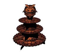 FIESTAS GUIRCA | Bandeja de 3 Pisos Calabaza Gótica (40x30 cm) - Decoración de Mesa para Fiestas de Halloween Terroríficas - Ideal para Celebraciones de Terror - Multicolor