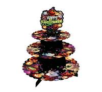 FIESTAS GUIRCA | Bandeja de 3 Pisos Monstruitos (40x30 cm) - Decoración de Mesa para Fiestas de Halloween Terroríficas - Ideal para Celebraciones de Monstruitos - Multicolor