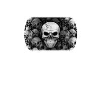 FIESTAS GUIRCA | Bandeja de Calaveras Reutilizable (39x24) - Decoración de Mesa Reutilizable para Fiestas de Halloween Terroríficas - Ideal para Eventos de Miedo - Gris, Negro