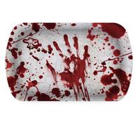 FIESTAS GUIRCA | Bandeja de Sangre Reutilizable (39x24cm) - Decoración de Mesa Reutilizable para Fiestas de Halloween Terroríficas - Ideal para Eventos de Miedo - Blanco