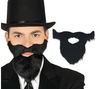 FIESTAS GUIRCA- Barba con Bigote Largo Adhesivo, Color Negro (11962)