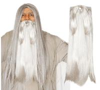FIESTAS GUIRCA | Barba Gris Extra (Talla Única) - Accesorio de Disfraz para Hombre Adulto - Ideal para Fiestas Medievales y de Galos, Halloween y Carnaval - Barbas y Bigotes - Gris