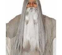 FIESTAS GUIRCA | Barba Gris Extra (Talla Única) - Accesorio de Disfraz para Hombre Adulto - Ideal para Fiestas Medievales y de Galos, Halloween y Carnaval - Barbas y Bigotes - Gris