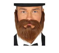 FIESTAS GUIRCA | Barba y Bigote Castaña con Goma Elástica - (Accesorio de Disfraz para Adulto Hombre) - Ideal para Fiestas Medievales y del Siglo XIX, Halloween y Carnaval - Marrón