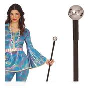 FIESTAS GUIRCA | Bastón Bola Disco - Accesorio de Fiesta para Disfraces de los Años '80 y Temática Disco - Niños y Adultos - Ideal para Carnaval, Halloween y Celebraciones - Plata y Morado
