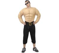 FIESTAS GUIRCA Beach Body Hombre Disfraz - Camisa Strongman Muscle Chest - Disfraz Hombre Talla M 48-50