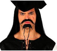 FIESTAS GUIRCA | Bigote y Perilla de Pirata - Accesorio de Disfraz para Fiestas de Piratas y Carnaval - Ideal para Hombre Adulto (Barba y Bigote Estilo Corsario) - Negro