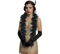FIESTAS GUIRCA | Boa de Plumas Negra (80 gr) - Accesorio de Disfraz para Fiestas de los Años '20, Charleston y Mascaradas - Ideal para Halloween, Carnaval y Celebraciones - Unisex - Negro